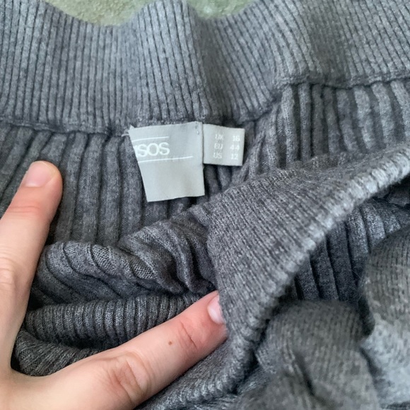 Ribbed Sweater Knit Tie Waist Pants - Picture 3 of 3